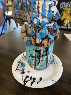 The Cookie Monster Milkshake from newly opened The Yard Milkshake in The Colony, TX. 