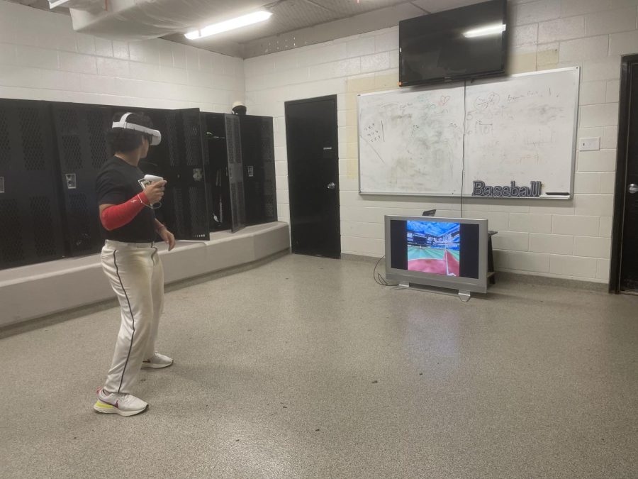 TCHS baseball has begun using virtual reality headsets to practice. 